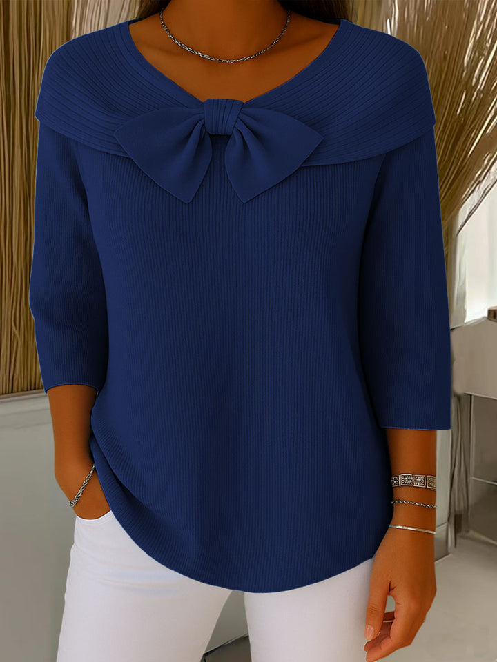 Suéter de Mujer con Cuello Redondo y Color Sólido