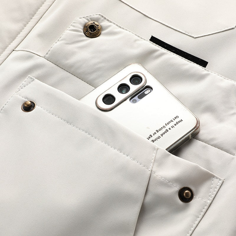 Logan - Chaqueta cómoda impermeable y cortaviento con múltiples bolsillos