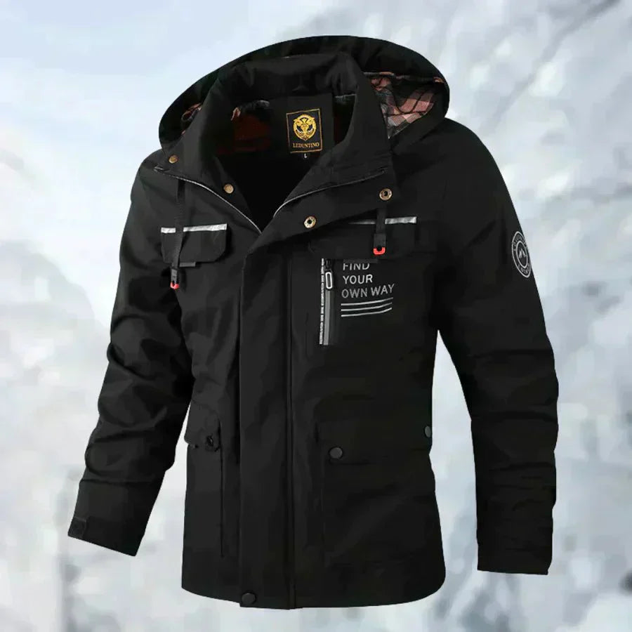 Logan - Chaqueta cómoda impermeable y cortaviento con múltiples bolsillos