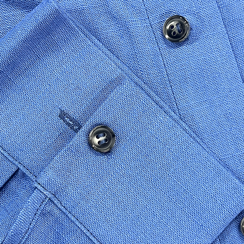 Camisa de lino de verano de manga larga con textura irregular para hombre