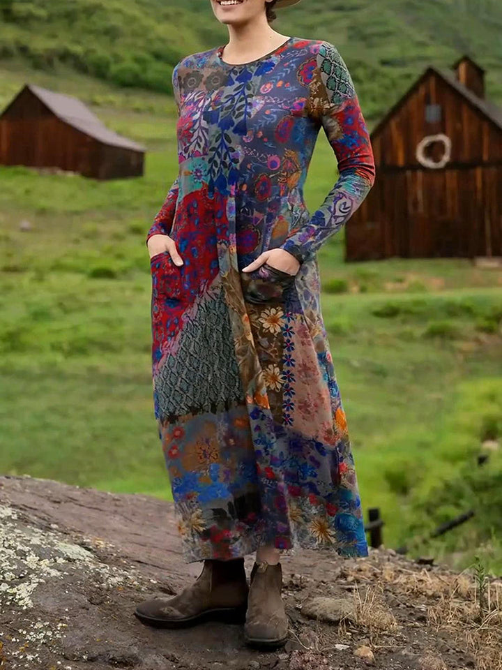 Vestido Boho Estampado Floral con Elasticidad para Mujer