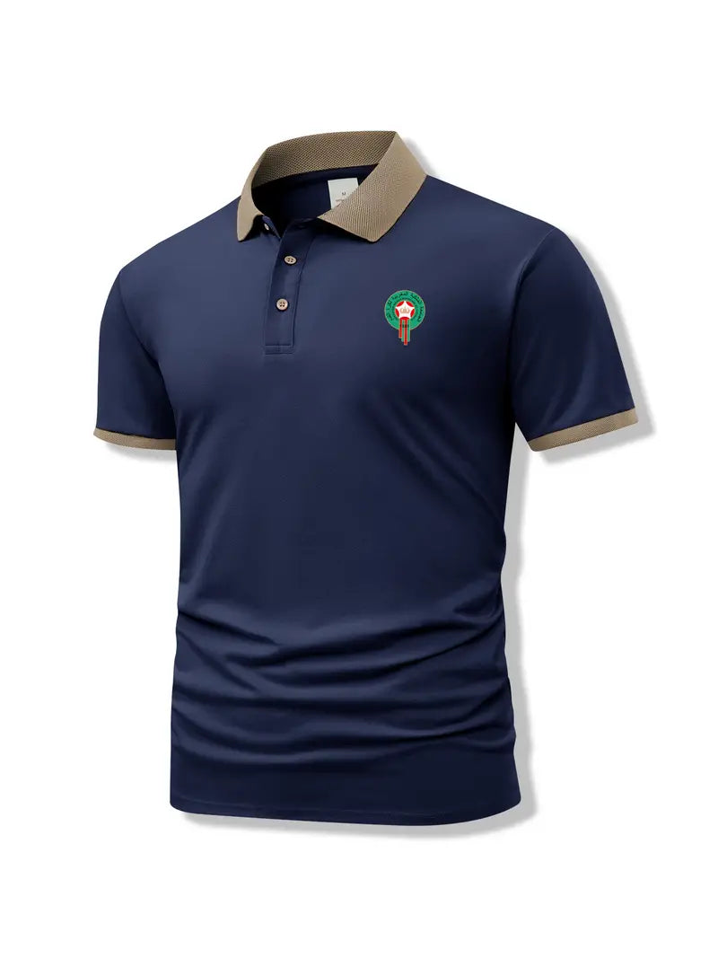 Camisa clásica de hombre de manga corta entallada con solapa.