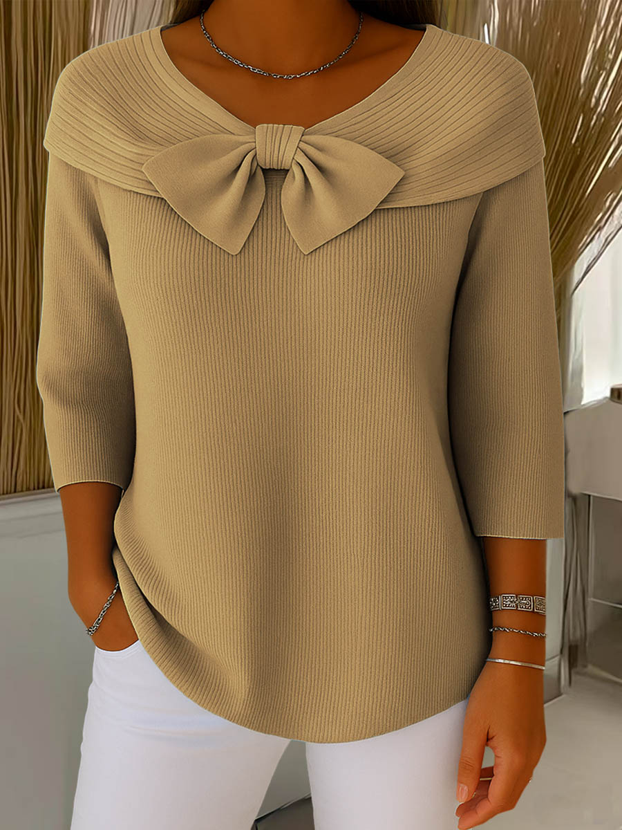 Suéter de Mujer con Cuello Redondo y Color Sólido