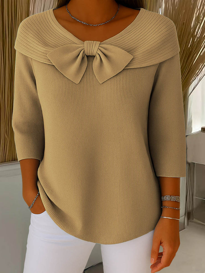 Suéter de Mujer con Cuello Redondo y Color Sólido