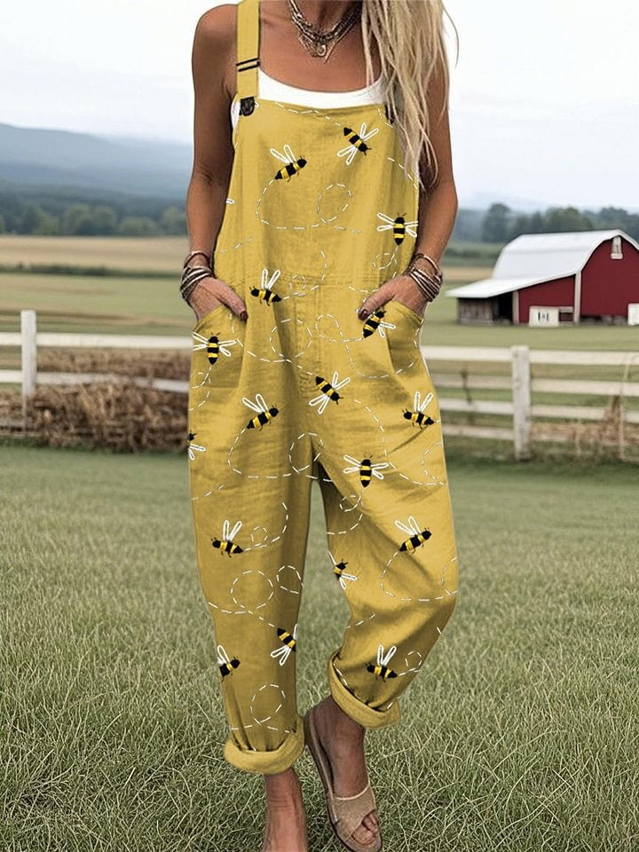 Mono Casual de Algodón con Estampado Divertido de Pollitos para Mujer