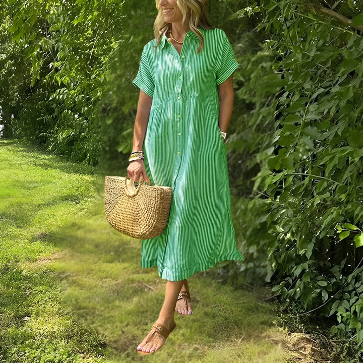 Florine - Vestido camisero favorecedor a rayas