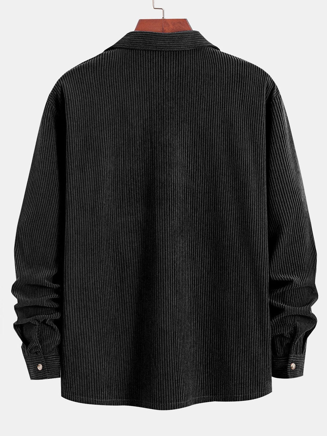 Camisa de Manga Larga de Corduroy con Cuello Cubano y Pantalones de Corduroy de Pierna Recta