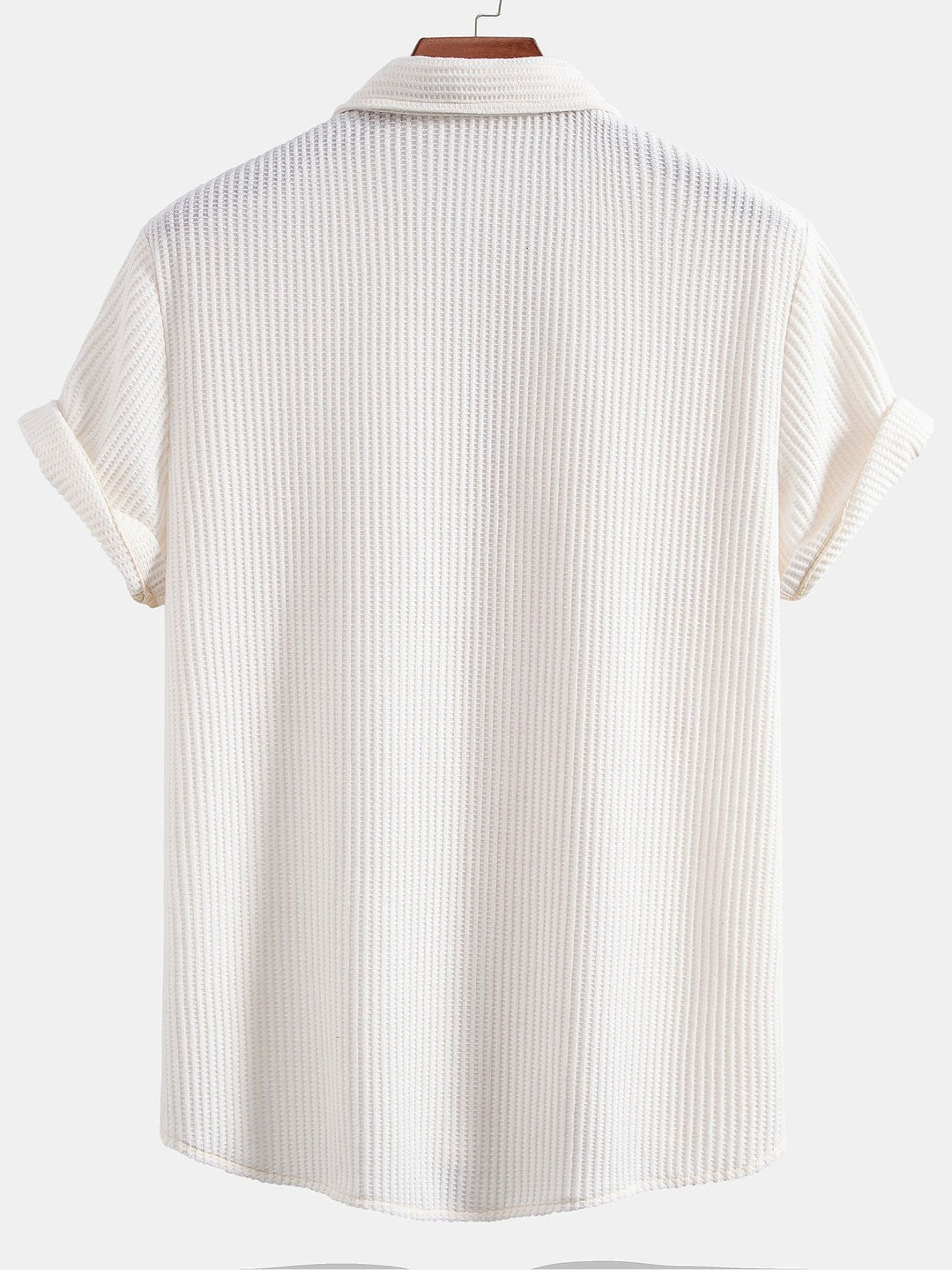 Camisa de Waffle con Botones y Pantalones de Waffle Tejidos con Cordón