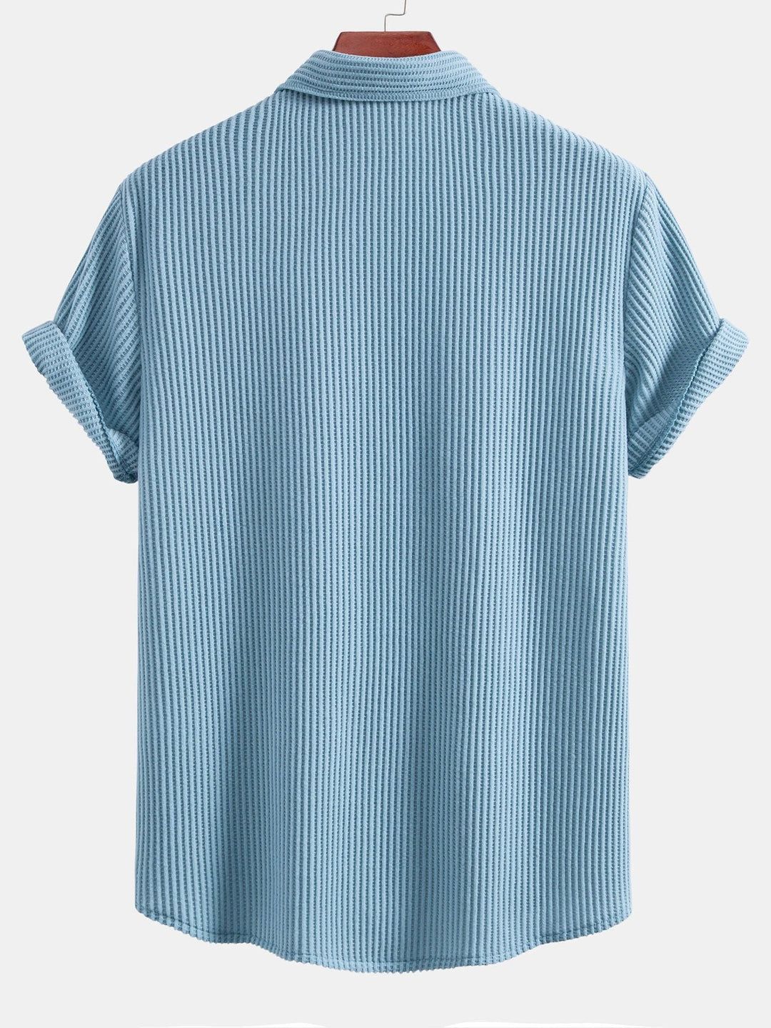 Camisa de Waffle con Botones y Pantalones de Waffle Tejidos con Cordón
