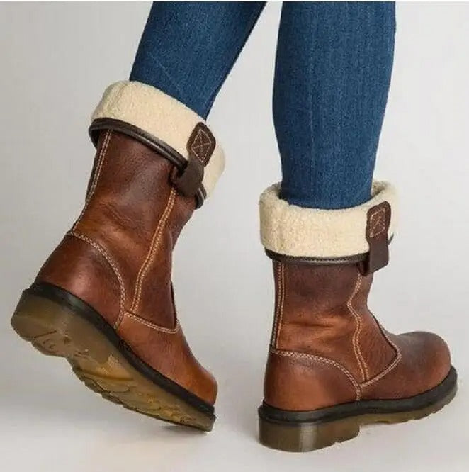 Shareen - Botas de Invierno Forradas de Cuero