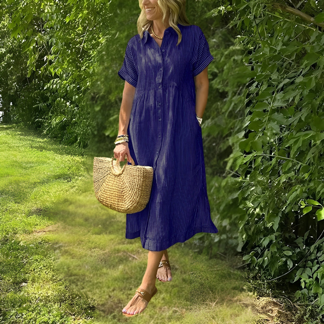 Florine - Vestido camisero favorecedor a rayas