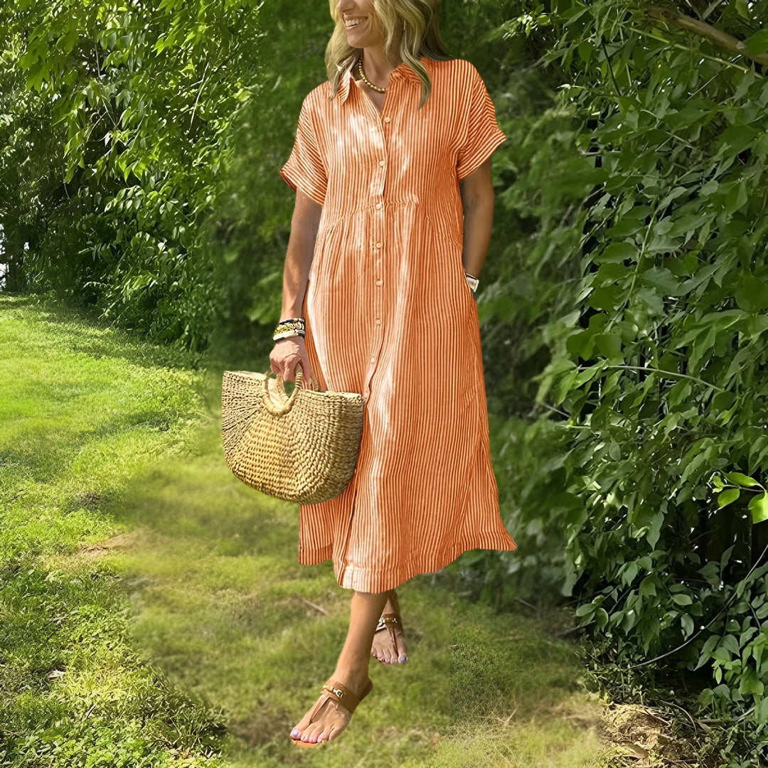 Florine - Vestido camisero favorecedor a rayas