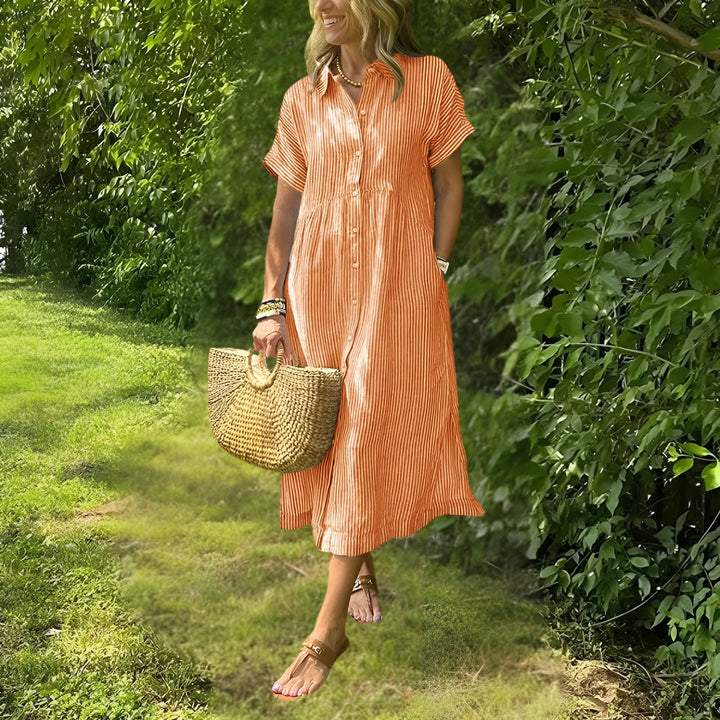 Florine - Vestido camisero favorecedor a rayas