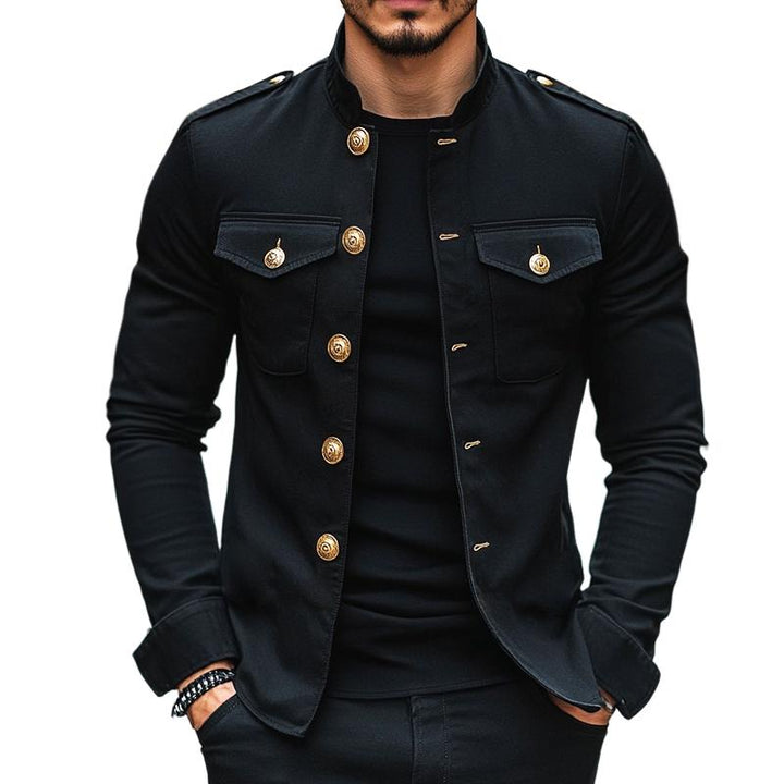 Chaqueta casual sólida de cuello mao para hombre
