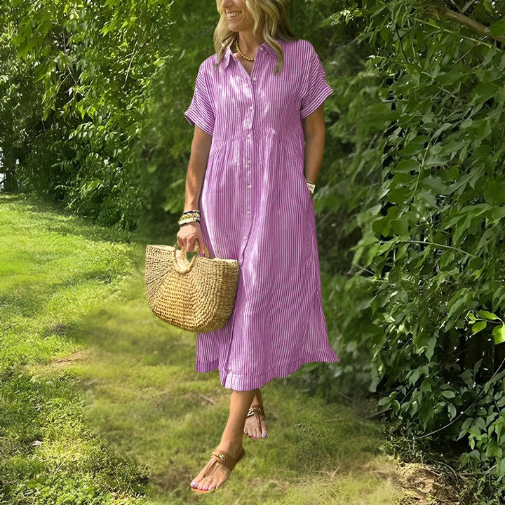 Florine - Vestido camisero favorecedor a rayas