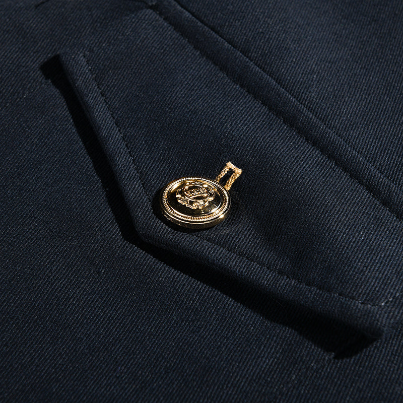 Chaqueta casual sólida de cuello mao para hombre
