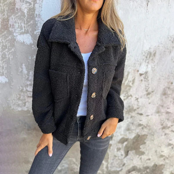 Zoe | Chaqueta de Lana Elegante y Corta con Cuello Envolvente