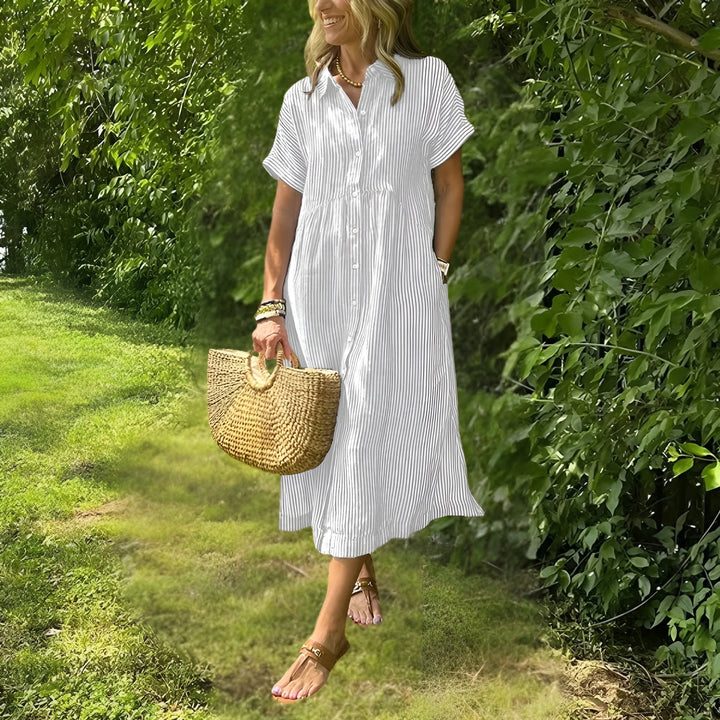 Florine - Vestido camisero favorecedor a rayas