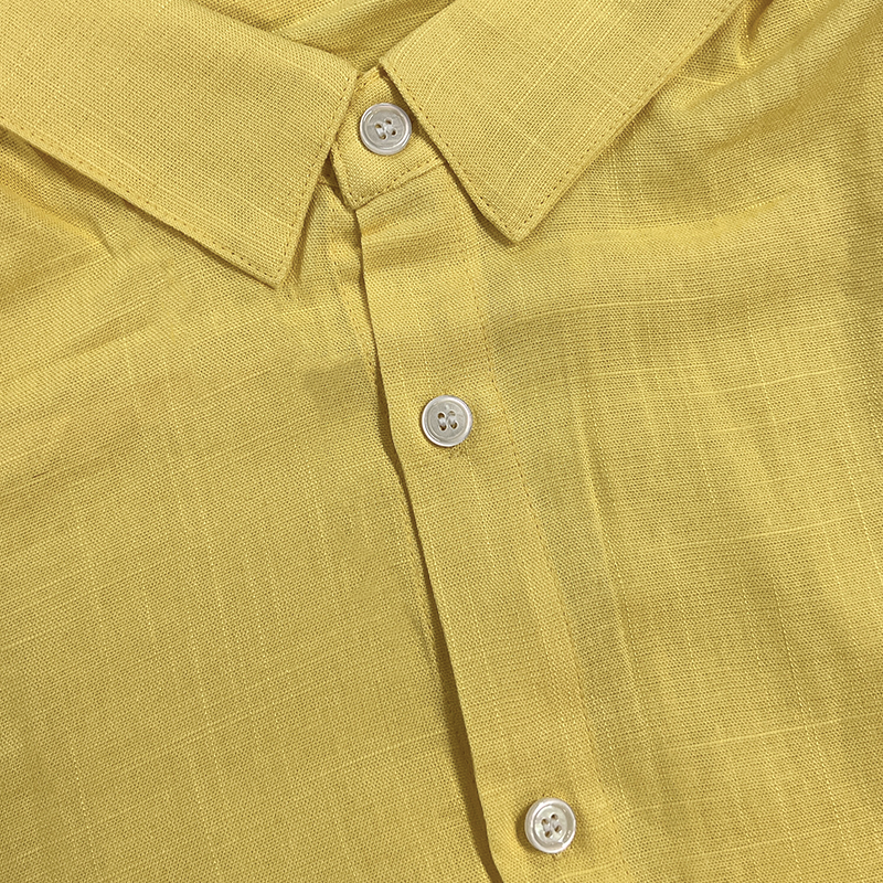 Camisa de lino de verano de manga larga con textura irregular para hombre