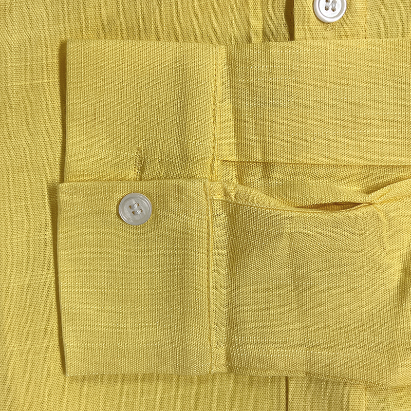 Camisa de lino de verano de manga larga con textura irregular para hombre