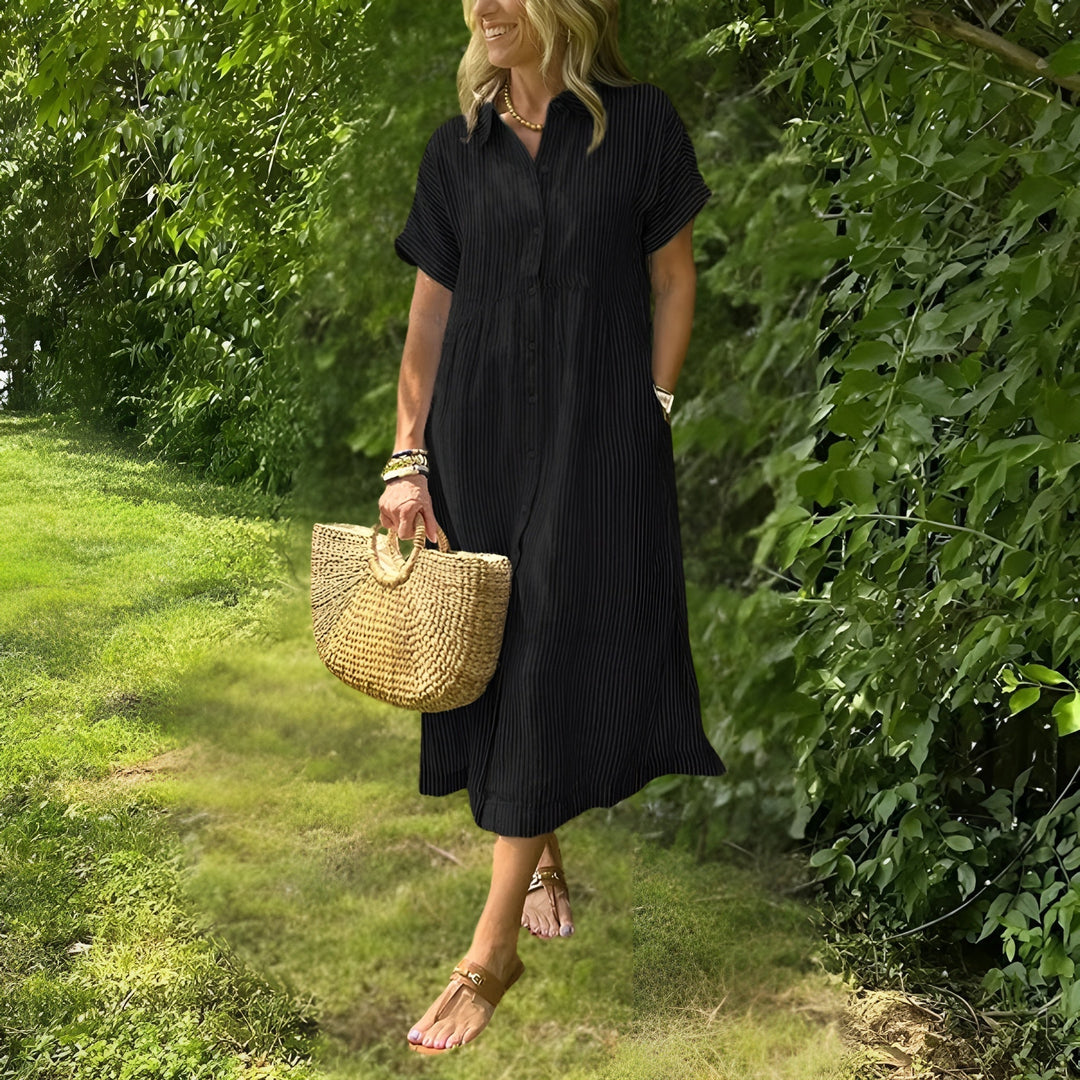 Florine - Vestido camisero favorecedor a rayas